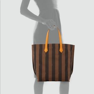FENDI Pequin Striped Shopping Tote, Brown/Yellow